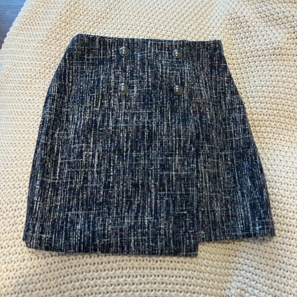 LOFT Black and Gray Tweed Pencil Skirt